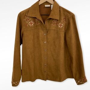 Erika Briwn Soft Button Down with Embroidery